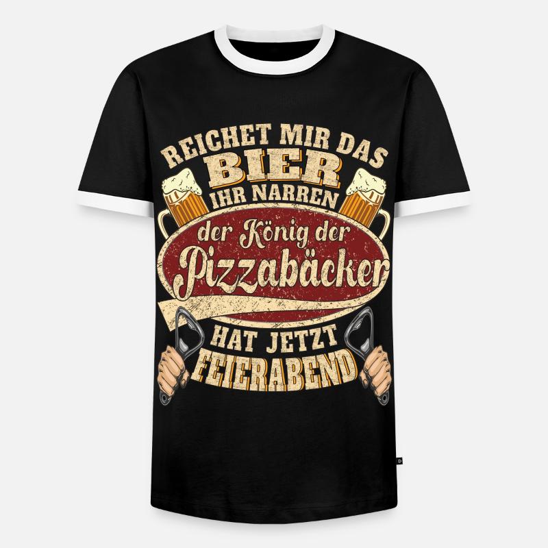 Pizzabäcker Bier Feierabend - Männer Kontrast-T-Shirt - Schwarz/Weiß