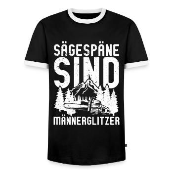 Sägespäne sind Männerglitzer - Männer Kontrast-T-Shirt - Schwarz/Weiß - Vorne - AI Model Female 172 light (172cm) & AI Model Male 178 light (178cm)