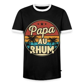 Papa Au Rhum - T-shirt contrasté Homme - noir/blanc - Devant - AI Model Female 172 light (172cm) & AI Model Male 178 light (178cm)