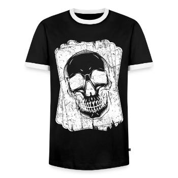 Joueur de poker Cartes à jouer Poker Skull - T-shirt contrasté Homme - noir/blanc - Devant - AI Model Female 172 light (172cm) & AI Model Male 178 light (178cm)