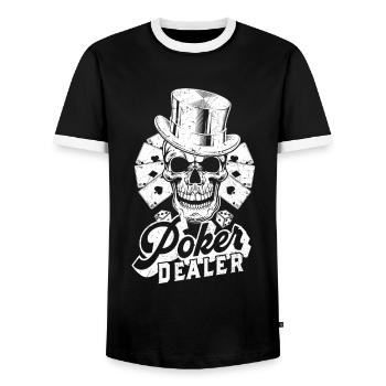 Pokerspieler Poker Glücksspiel Casino Pokerhändler - Männer Kontrast-T-Shirt - Schwarz/Weiß - Vorne - AI Model Female 172 light (172cm) & AI Model Male 178 light (178cm)