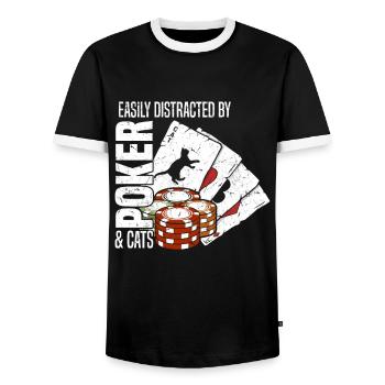 Poker players easily distracted by poker and cats - Men's Ringer Shirt - black/white - Front - AI Model Female 172 light (172cm) & AI Model Male 178 light (178cm)