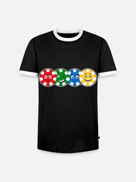 Poker Players Poker Chips Face Poker - Men's Ringer Shirt - black/white