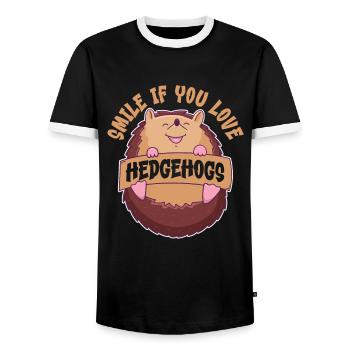 Hedgehog - Men's Ringer Shirt - black/white - Front - AI Model Female 172 light (172cm) & AI Model Male 178 light (178cm)