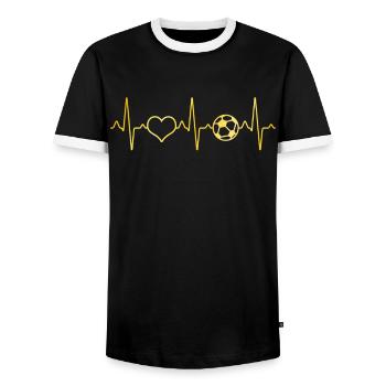 Football Heartbeat - Men's Ringer Shirt - black/white - Front - AI Model Female 172 light (172cm) & AI Model Male 178 light (178cm)