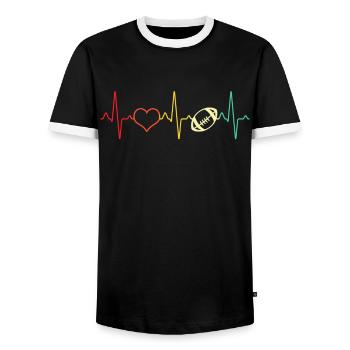 Football Heartbeat Rétro - T-shirt contrasté Homme - noir/blanc - Devant - AI Model Female 172 light (172cm) & AI Model Male 178 light (178cm)