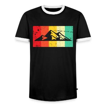 Berg Berge Reto - Männer Kontrast-T-Shirt - Schwarz/Weiß - Vorne - AI Model Female 172 light (172cm) & AI Model Male 178 light (178cm)