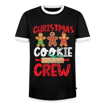 Bake Baking Christmas Cookie - Men's Ringer Shirt - black/white - Front - AI Model Female 172 light (172cm) & AI Model Male 178 light (178cm)