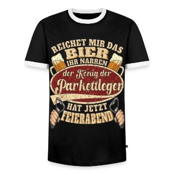 Parkettleger Bier Feierabend - Männer Kontrast-T-Shirt - Schwarz/Weiß - Vorne - AI Model Female 172 light (172cm) & AI Model Male 178 light (178cm)