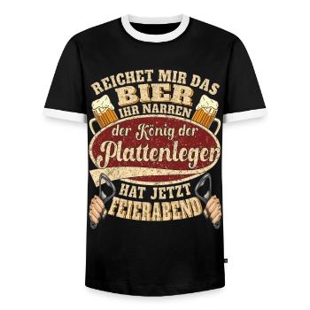 Plattenleger Bier Feierabend - Männer Kontrast-T-Shirt - Schwarz/Weiß - Vorne - AI Model Female 172 light (172cm) & AI Model Male 178 light (178cm)