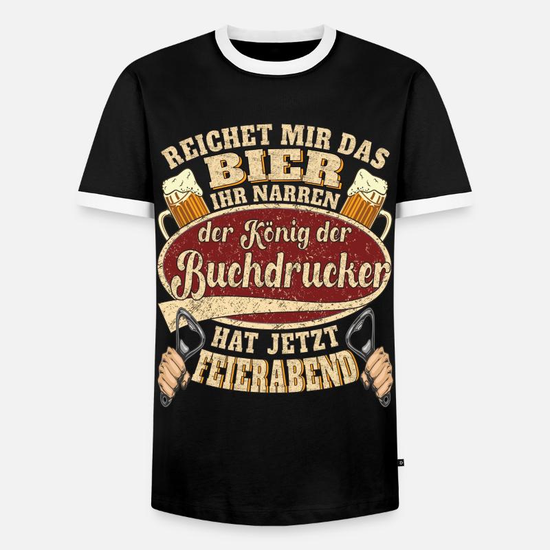 Buchdrucker Bier Feierabend - Männer Kontrast-T-Shirt - Schwarz/Weiß