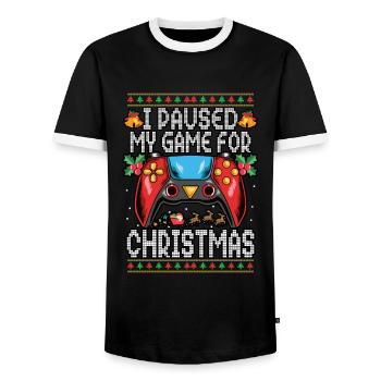 Videogame I Paused My Game For Christmas Gamer - Männer Kontrast-T-Shirt - Schwarz/Weiß - Vorne - AI Model Female 172 light (172cm) & AI Model Male 178 light (178cm)