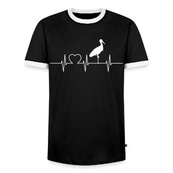 Cigognes Cigognes Heartbeat ECG Heartbeat Stork - T-shirt contrasté Homme - noir/blanc - Devant - AI Model Female 172 light (172cm) & AI Model Male 178 light (178cm)