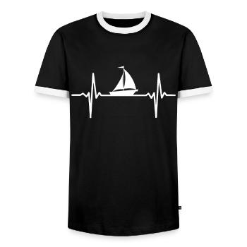 Heartbeat Voilier Voilier Bateau - T-shirt contrasté Homme - noir/blanc - Devant - AI Model Female 172 light (172cm) & AI Model Male 178 light (178cm)