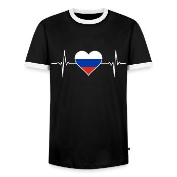 Russie Heartbeat Flag Vintage Russie - T-shirt contrasté Homme - noir/blanc - Devant - AI Model Female 172 light (172cm) & AI Model Male 178 light (178cm)