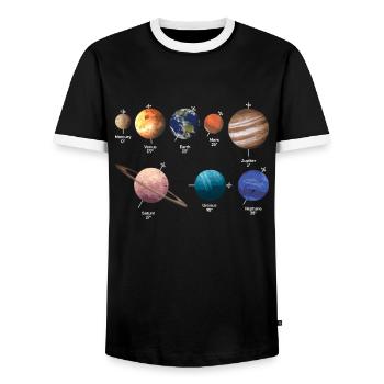 Rotation de la planète Espace du système solaire - T-shirt contrasté Homme - noir/blanc - Devant - AI Model Female 172 light (172cm) & AI Model Male 178 light (178cm)