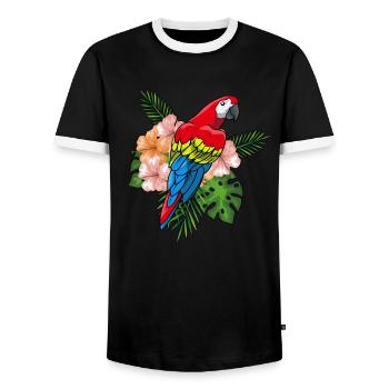 Parrot - Men's Ringer Shirt - black/white - Front - AI Model Female 172 light (172cm) & AI Model Male 178 light (178cm)