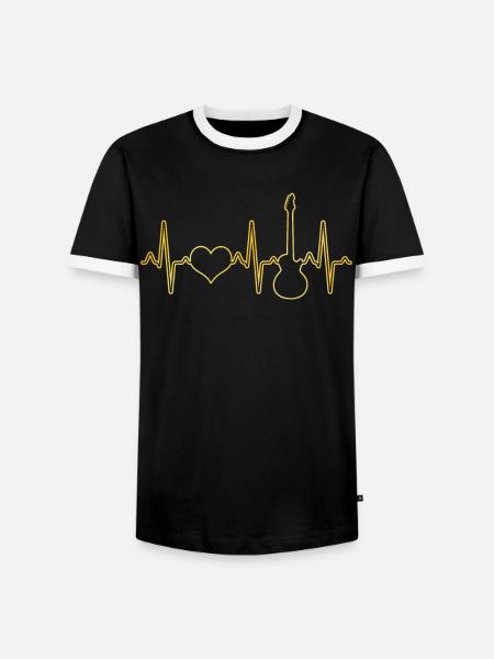 Electric Guitar Heartbeat - Men's Ringer Shirt - black/white