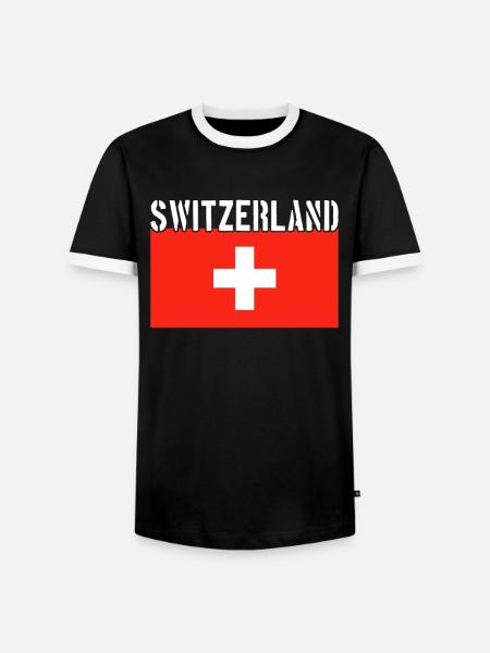 Drapeau de la Suisse - T-shirt contrasté Homme - noir/blanc