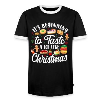 Bake Baking Christmas Cookie - Men's Ringer Shirt - black/white - Front - AI Model Female 172 light (172cm) & AI Model Male 178 light (178cm)