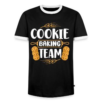 Bake Baking Cookie Team Cookie - Men's Ringer Shirt - black/white - Front - AI Model Female 172 light (172cm) & AI Model Male 178 light (178cm)