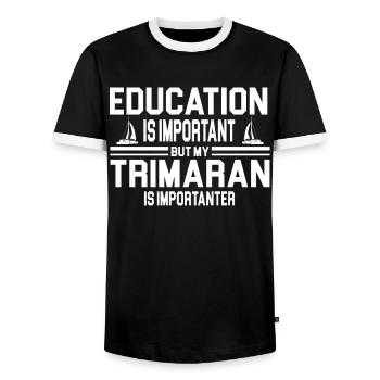 Drôle de trimaran présente une idée pour les capitaines de trimaran - T-shirt contrasté Homme - noir/blanc - Devant - AI Model Female 172 light (172cm) & AI Model Male 178 light (178cm)