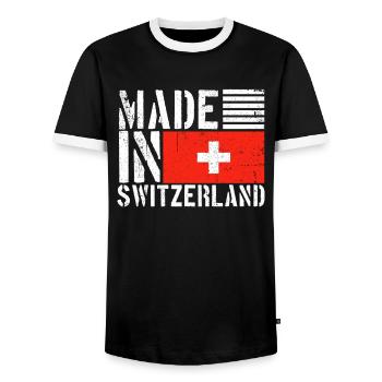 Suisse Swiss Funny Saying - T-shirt contrasté Homme - noir/blanc - Devant - AI Model Female 172 light (172cm) & AI Model Male 178 light (178cm)