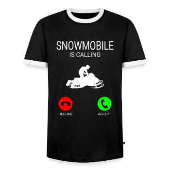 Snowmobile is calling fancy snowmobile t-shirt - Männer Kontrast-T-Shirt - Schwarz/Weiß - Vorne - AI Model Female 172 light (172cm) & AI Model Male 178 light (178cm)