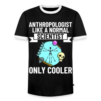 Forensic Anthropology Anthropologist - Men's Ringer Shirt - black/white - Front - AI Model Female 172 light (172cm) & AI Model Male 178 light (178cm)