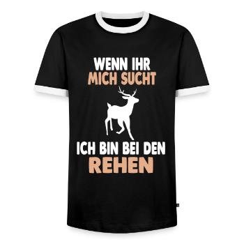 Wald Wildtier Reh - Männer Kontrast-T-Shirt - Schwarz/Weiß - Vorne - AI Model Female 172 light (172cm) & AI Model Male 178 light (178cm)