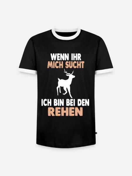Wald Wildtier Reh - Männer Kontrast-T-Shirt - Schwarz/Weiß