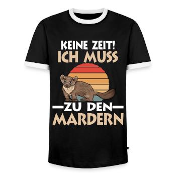 Marder - Männer Kontrast-T-Shirt - Schwarz/Weiß - Vorne - AI Model Female 172 light (172cm) & AI Model Male 178 light (178cm)