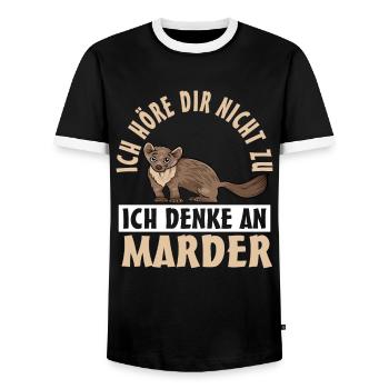 Marder - Männer Kontrast-T-Shirt - Schwarz/Weiß - Vorne - AI Model Female 172 light (172cm) & AI Model Male 178 light (178cm)