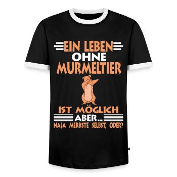 Nagetier Dabbing Murmeltier - Männer Kontrast-T-Shirt - Schwarz/Weiß - Vorne - AI Model Female 172 light (172cm) & AI Model Male 178 light (178cm)