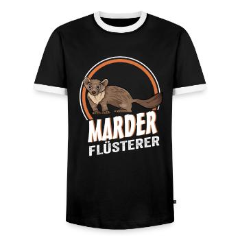 Marder Flüsterer - Männer Kontrast-T-Shirt - Schwarz/Weiß - Vorne - AI Model Female 172 light (172cm) & AI Model Male 178 light (178cm)
