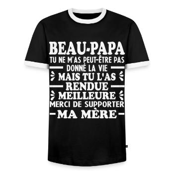 Beau-papa Merci De Rendre Ma Vie Meilleure - T-shirt contrasté Homme - noir/blanc - Devant - AI Model Female 172 light (172cm) & AI Model Male 178 light (178cm)