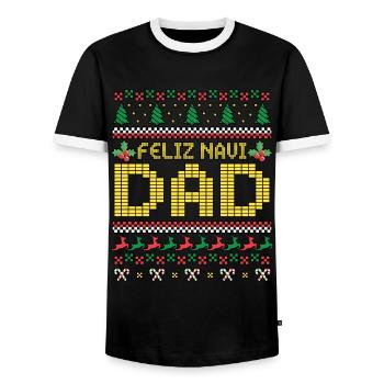 Xmas Feliz NaviDad Ugly Christmas Sweater Costume - Männer Kontrast-T-Shirt - Schwarz/Weiß - Vorne - AI Model Female 172 light (172cm) & AI Model Male 178 light (178cm)