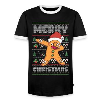 Merry Christmas Gingerbread Man Ugly Christmas - Männer Kontrast-T-Shirt - Schwarz/Weiß - Vorne - AI Model Female 172 light (172cm) & AI Model Male 178 light (178cm)