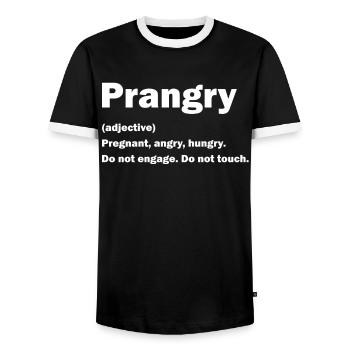 Prangry Angry Hungry Do Not Engage Do Not Touch - Men's Ringer Shirt - black/white - Front - AI Model Female 172 light (172cm) & AI Model Male 178 light (178cm)