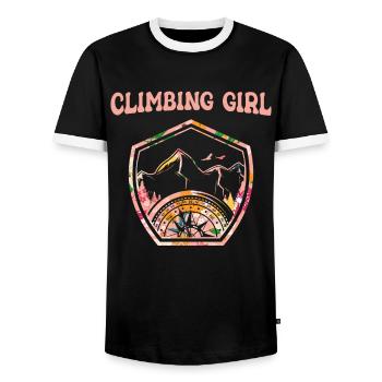 Climbing Mountaineering Climbers - Men's Ringer Shirt - black/white - Front - AI Model Female 172 light (172cm) & AI Model Male 178 light (178cm)