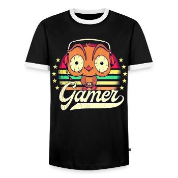 Vintage Gaming Jeux Vidéo Gambler Retro Gaming - T-shirt contrasté Homme - noir/blanc - Devant - AI Model Female 172 light (172cm) & AI Model Male 178 light (178cm)
