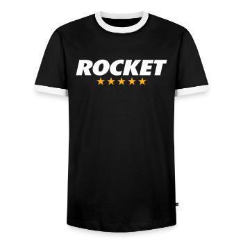 ROCKET ROCKET - Männer Kontrast-T-Shirt - Schwarz/Weiß - Vorne - AI Model Female 172 light (172cm) & AI Model Male 178 light (178cm)
