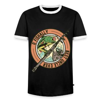 Vintage O'fishally Best Uncle Ever Funny Fishing - Männer Kontrast-T-Shirt - Schwarz/Weiß - Vorne - AI Model Female 172 light (172cm) & AI Model Male 178 light (178cm)