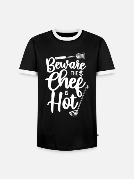 Cooking Cook Kitchen Chef Beware - Men's Ringer Shirt - black/white