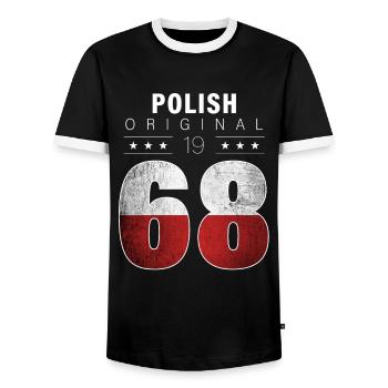 Polish Original 1968 54 Geburtstag Polen Flagge - Männer Kontrast-T-Shirt - Schwarz/Weiß - Vorne - AI Model Female 172 light (172cm) & AI Model Male 178 light (178cm)