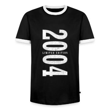 2004 Limited Edition | Birthday - Men's Ringer Shirt - black/white - Front - AI Model Female 172 light (172cm) & AI Model Male 178 light (178cm)