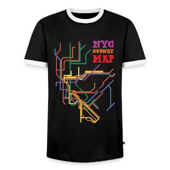 Carte du métro de New York Carte de la ville de New York Usa Cadeau - T-shirt contrasté Homme - noir/blanc - Devant - AI Model Female 172 light (172cm) & AI Model Male 178 light (178cm)