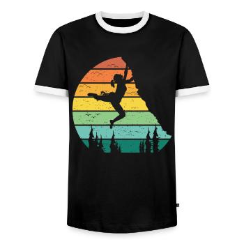 Bouldern Sportlerin - Männer Kontrast-T-Shirt - Schwarz/Weiß - Vorne - AI Model Female 172 light (172cm) & AI Model Male 178 light (178cm)