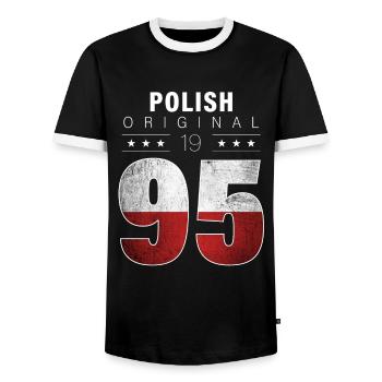 Polish Original 1995 27 Geburtstag Polen Flagge - Männer Kontrast-T-Shirt - Schwarz/Weiß - Vorne - AI Model Female 172 light (172cm) & AI Model Male 178 light (178cm)