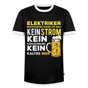 Elektroniker Elektronik Elektriker Elektronikerin - Männer Kontrast-T-Shirt - Schwarz/Weiß - Vorne - AI Model Female 172 light (172cm) & AI Model Male 178 light (178cm)